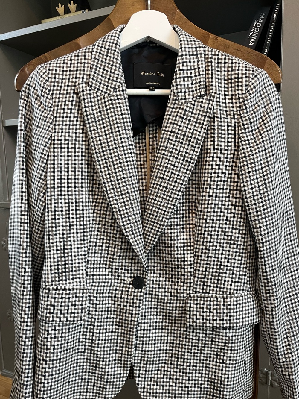 Massimo Dutti Black, Crème and Brown Plaid Blazer
